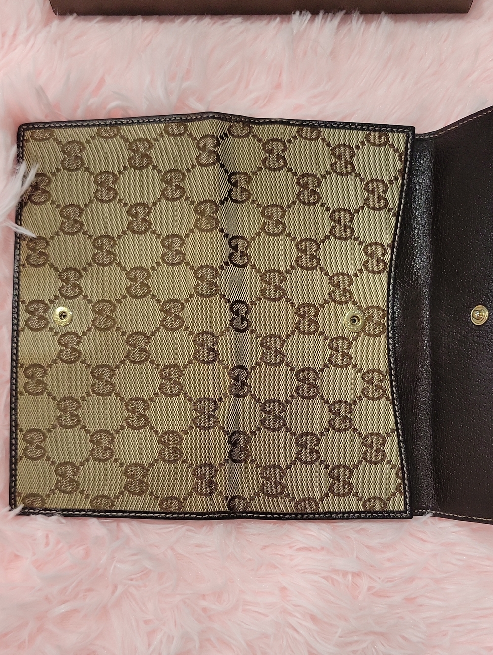 Gucci Brown GG Supreme Continental Wallet with Green-Red Bow Accent - Picture 4 of 4